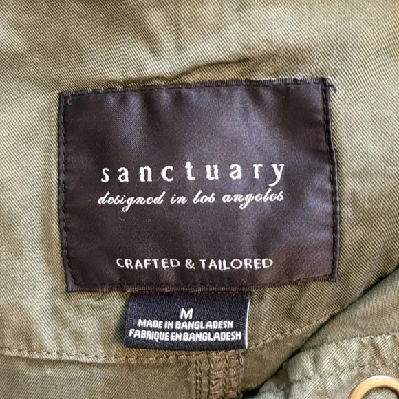Sanctuary Crafted & Tailored SnapFront Drawstring Olive Green Utility Jacket SzM - Picture 8 of 10